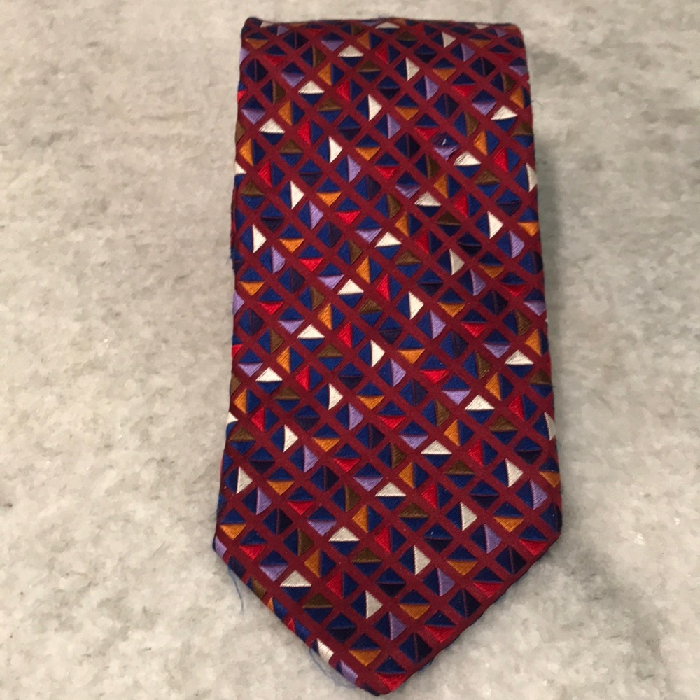 Vintage XMI Culwell & Son Silk Tie Mens Geometric Multicolor Necktie  USA